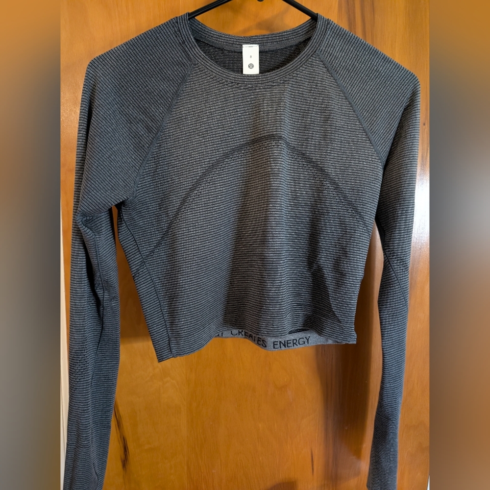 lululemon athletica Black Striped Long Sleeve Top